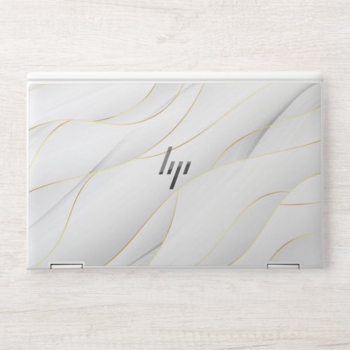 3d style flowing white and golden wavy  HP EliteBo HP Laptop Skin