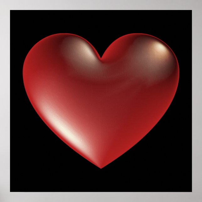 3D Style Heart Symbol Red Poster (Front)
