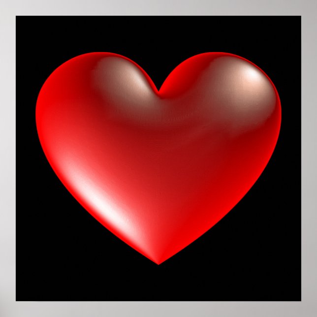 3D Style Heart Symbol Red Poster (Front)