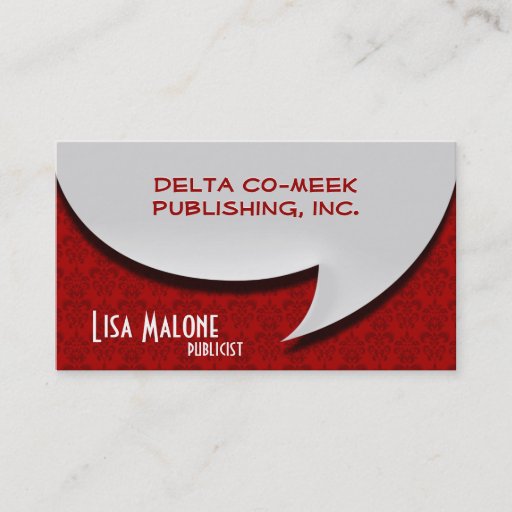 Customizable 3D Style Speech Bubble Card on Damask Business Cards
