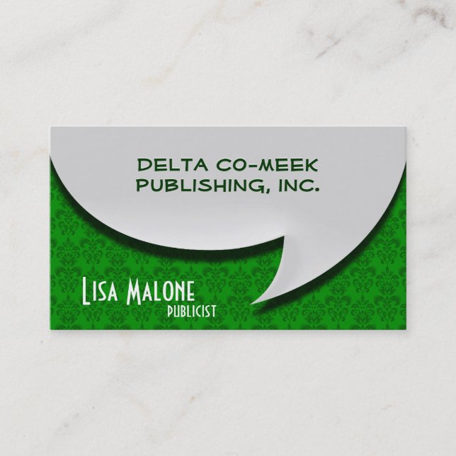 3D Style Speech Bubble Card on Damask (Front)