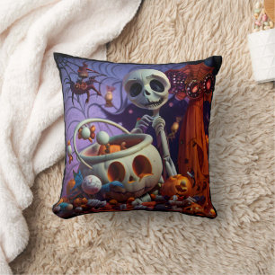 3D Sugar Skull  Throw Pillow