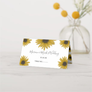 3D Sunflower Realistic Botanical Floral Wedding Place Card