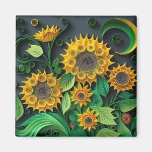 3D Sunflowers Magnet