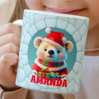 3D Teddy Bear Christmas Custom Kids Hot Chocolate