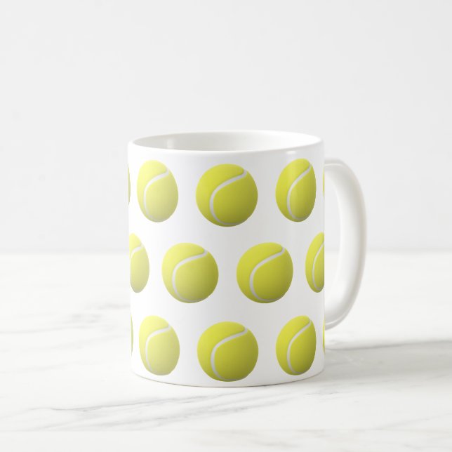 3D tennis balls in a row Coffee Mug (Front Right)