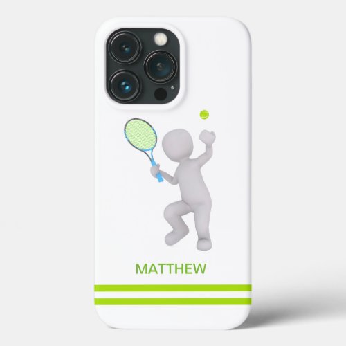 3D Tennis Player Tennis Racket Ball Personalized iPhone 13 Pro Case