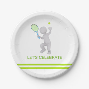 3D Tennis Player Tennis Racket Ball Personalized Paper Plates