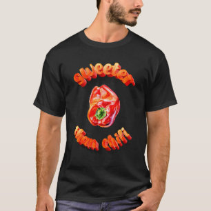 3D Text Sweeter Than Chili Red Bell Pepper Pencil T-Shirt