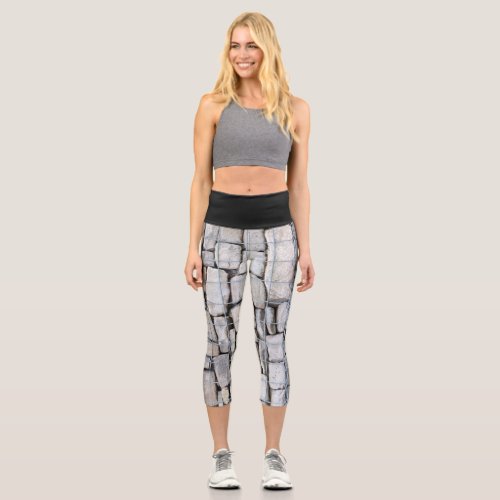 3d Texture Stone Design  Capri Leggings