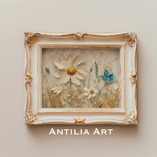 3D Textured Wildflowers Painting Spring Flowers Poster