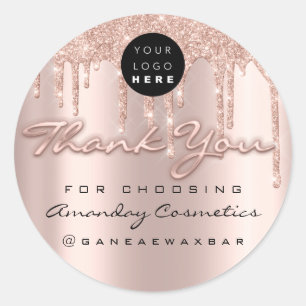 3D Thank You For Choosing Logo Name Rose Drips Classic Round Sticker