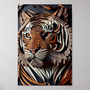 Modern 3D Stereoscopic King of The Jungle Tiger Breaking Wall Wallpaper 3D  Wall Murals, 3D Render Lllustration Large Wallpaper Mural Space, Suitable