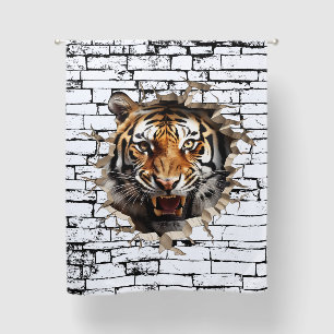 3D Tiger Wall Break Art – Realistic Safari Blackout Curtains