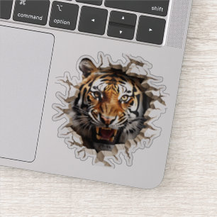 3D Tiger Wall Break Art – Realistic Safari Sticker