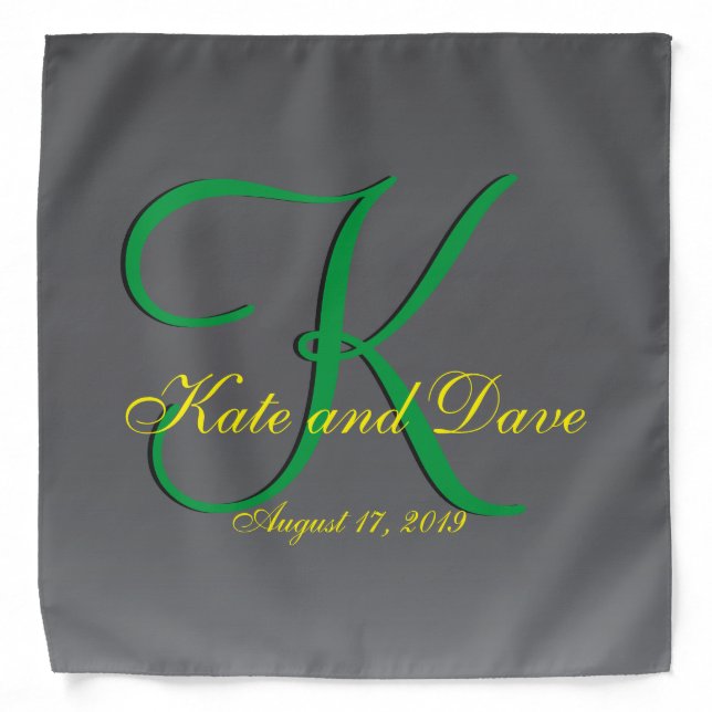 3d Titanium Monogram Date Yellow Text Bandana (Front)