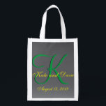 3d Titanium Monogram Date Yellow Text Grocery Bag<br><div class="desc">3d Titanium Monogram Date Yellow Text.</div>