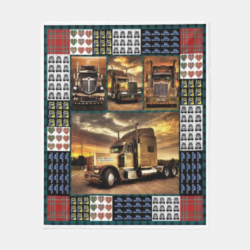 3d Truck Driver On The Road Fleece Blanket