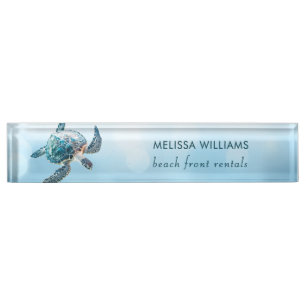 3D Turtle Beach Front Rentals  Desk Name Plate
