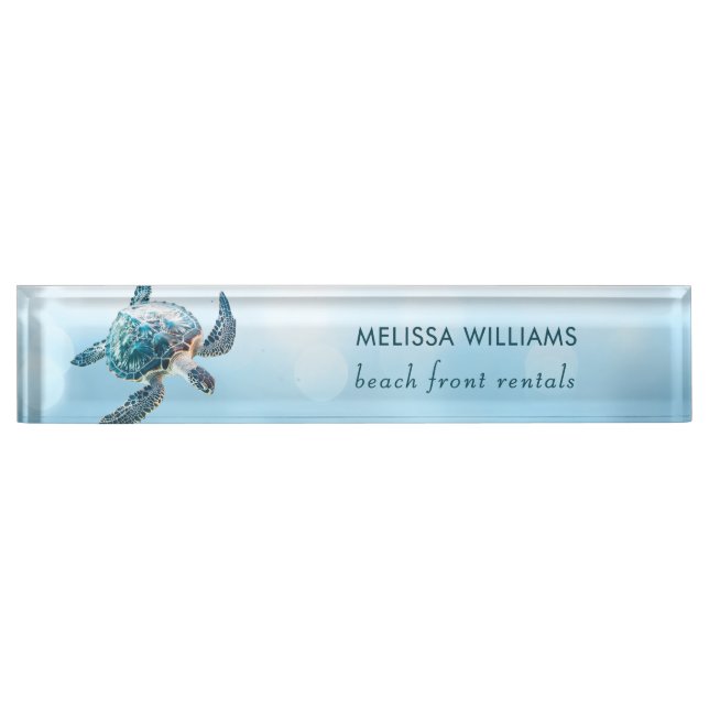 3D Turtle Beach Front Rentals  Desk Name Plate (Front)