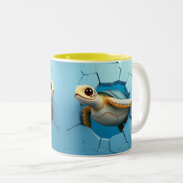 3d turtle mug wrap, mug wrap 3d design (Front Right)