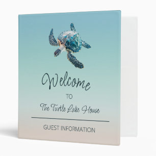 3D Turtle Turquoise Coastal Custom 3 Ring Binder