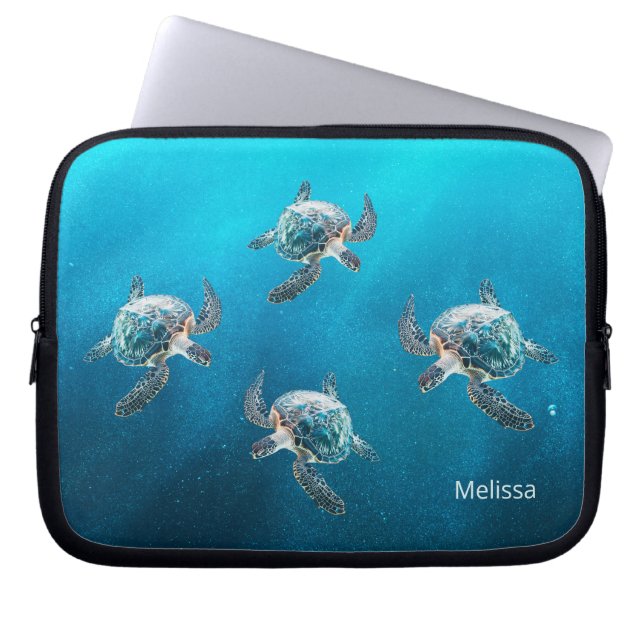 3D Turtles Coastal Laptop Sleeve (Front)