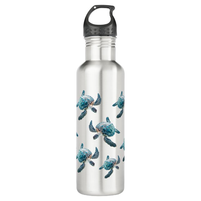 3D Turtles Coastal Maritime Stainless Steel Water Bottle (Front)