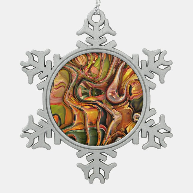 3d twist 02 snowflake pewter christmas ornament (Front)
