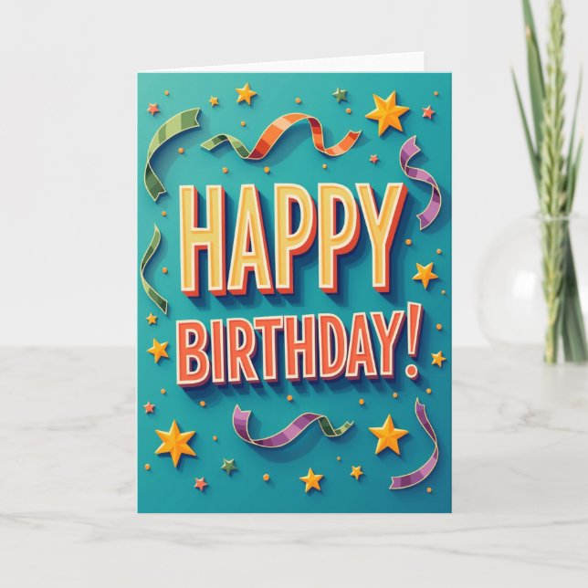 3D Typography Birthday Card (Front)