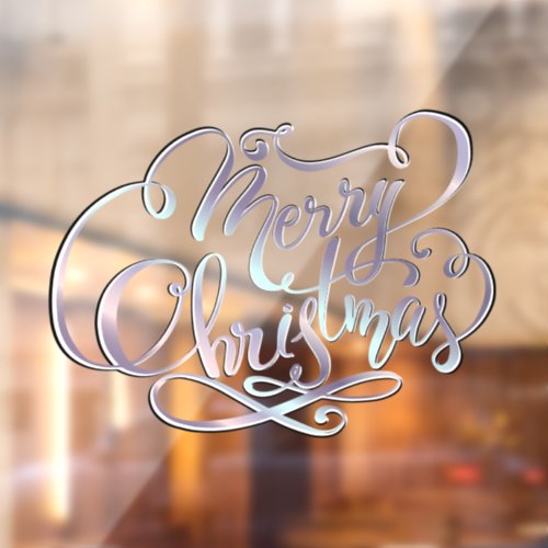 3D Typography Merry Christmas Holographic Look Window Cling