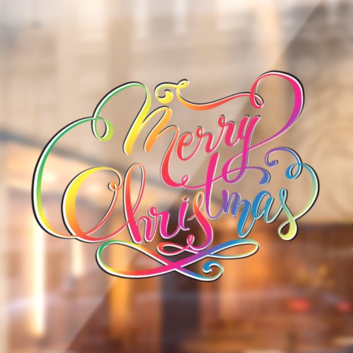 3D Typography Merry Christmas Rainbow Window Cling