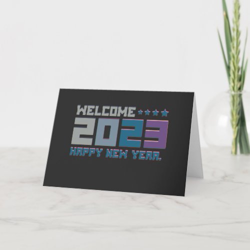 3d typography welcome 2023 happy new year card