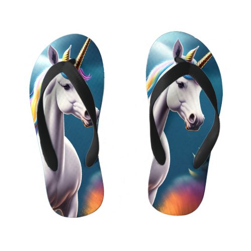 3d unicorn illustration kids flip flops