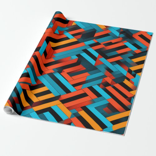 3D Vibrant Geometric Pattern 1  Wrapping Paper