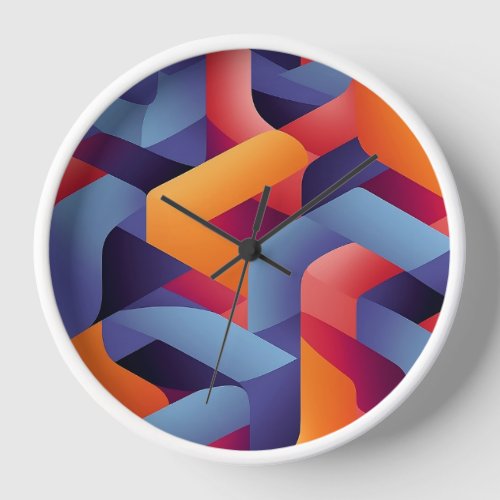 3D Vibrant Geometric Pattern 2  Clock