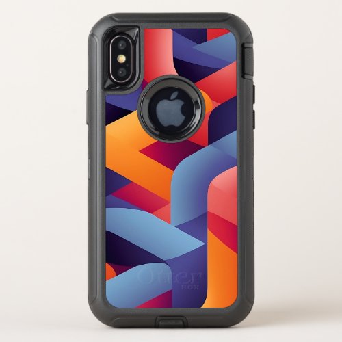 3D Vibrant Geometric Pattern 2  OtterBox Defender iPhone X Case
