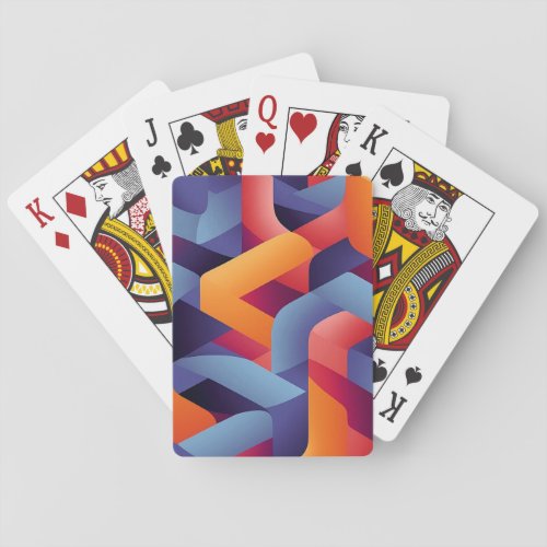 3D Vibrant Geometric Pattern 2  Playing Cards