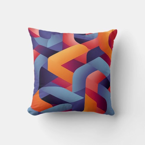 3D Vibrant Geometric Pattern 2  Throw Pillow