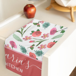 3D Vintage Nature Art Red Pink bloom accent Kitchen Towel