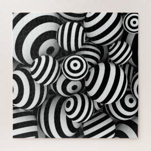 3D White Balls Black Lines Jigsaw Puzzle