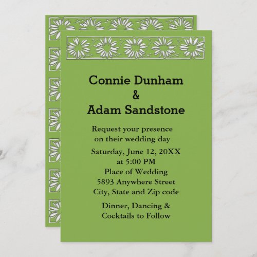 3D White Daisies Pattern Greenery Backgrd Wedding Invitation