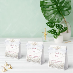 3D White Floral Burgundy Elegant Wedding Favor Box