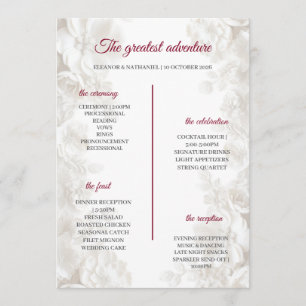 3D White Floral Burgundy Wedding Ceremony Programs