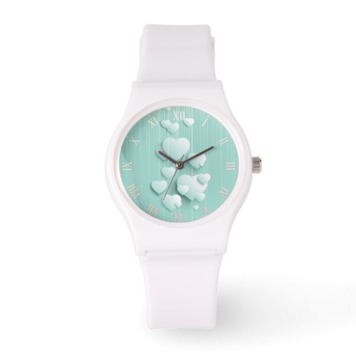 3D white hearts   Watch