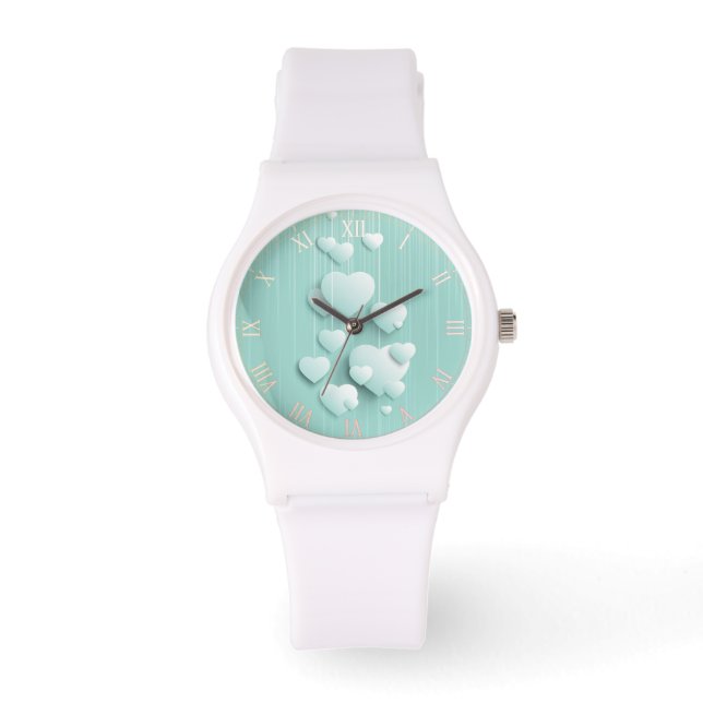 3D white hearts   Watch (Front)