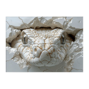 3D White King Cobra Snake Portrait Acrylic Print