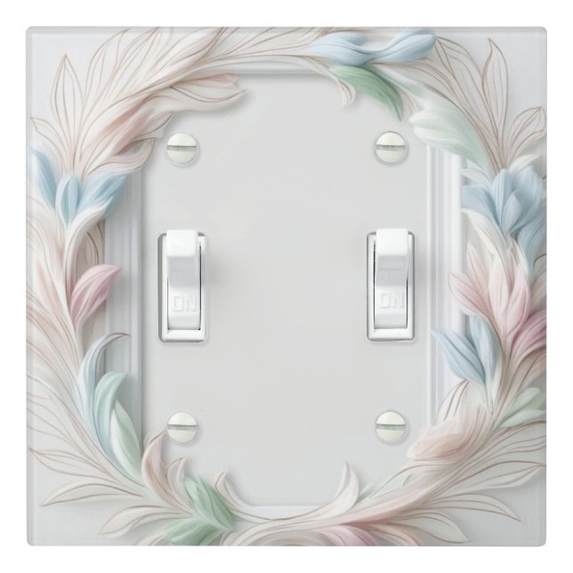 3D White Pastel Floral Light Switch Cover (In Situ)
