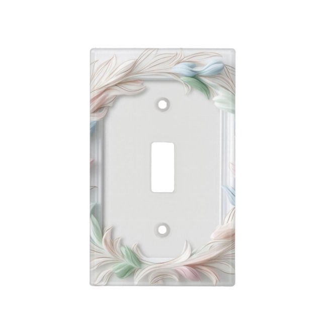 3D White Pastel Floral Light Switch Cover (Front)