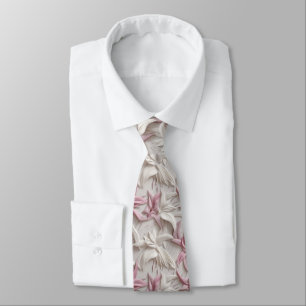 3d white pink purple lilies neck tie